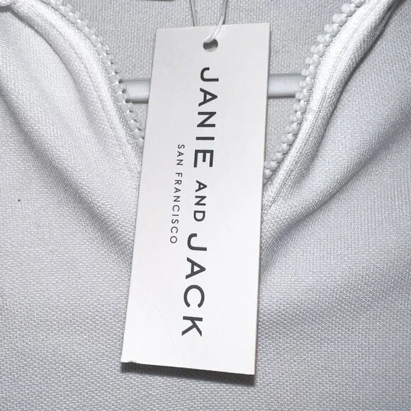 NWT Janie and Jack Boy's Half-Zip Stripe Pullover White Size 7-8 - Picture 7 of 9